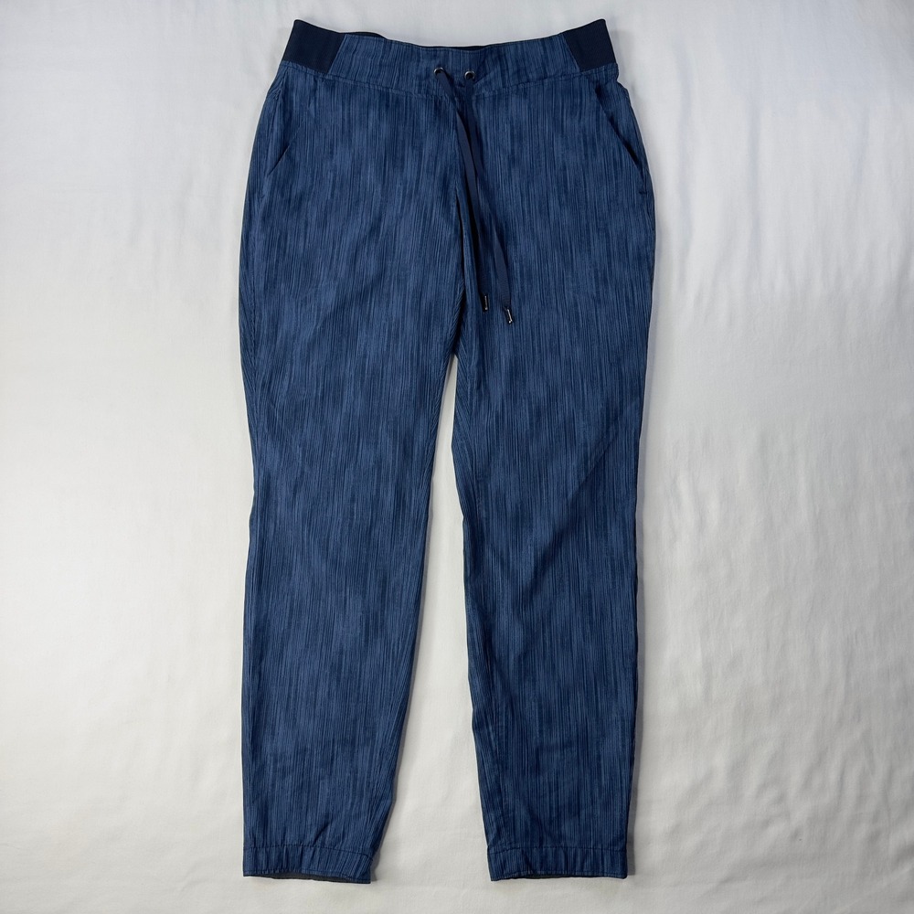 Athleta Pants Womens Size 4‎ Stride Midtown Ankle Navy Blue Brushstroke Pockets